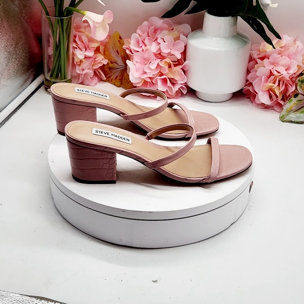 Steve Madden Issy Block Heel Slide Sandal Pink Sz 9.5M - Picture 10 of 16